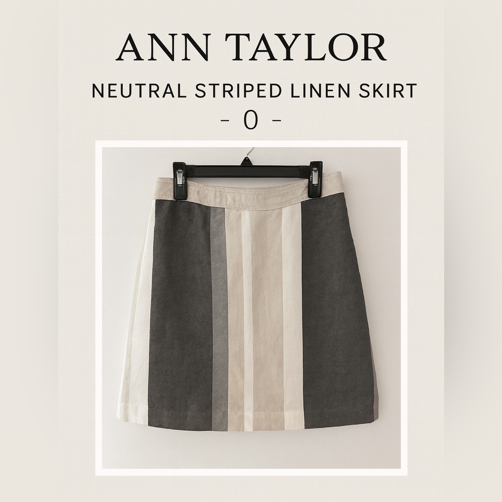 Ann Taylor Linen Blend Striped A-Line Skirt – Size 0